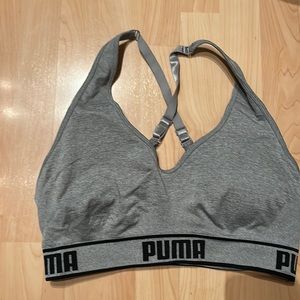 Two Puma Sports Bras Black & Grey